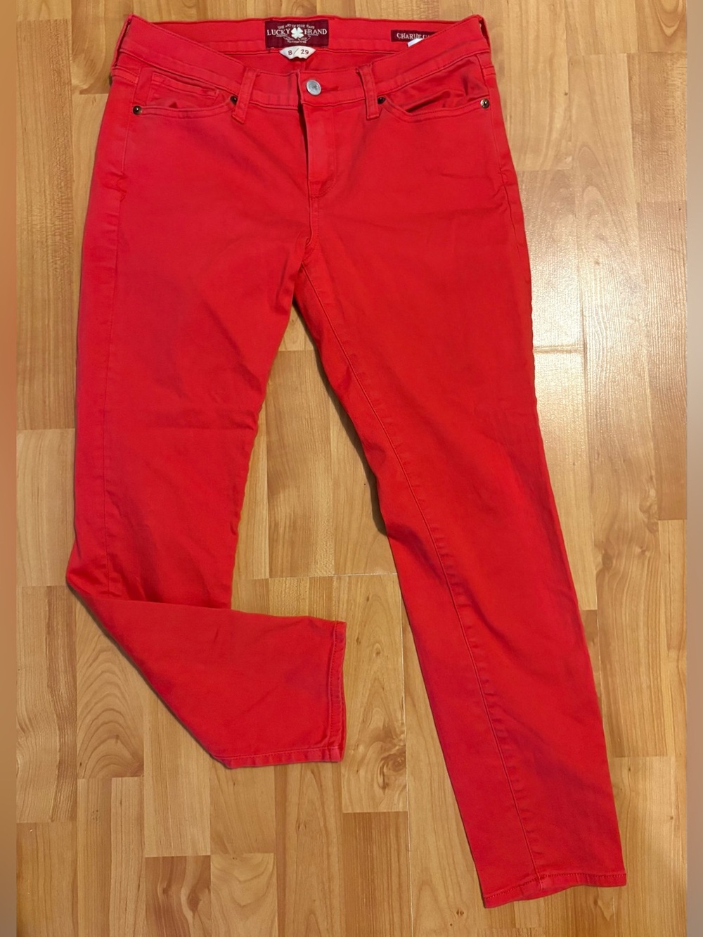 🔥Lucky Brand Women’s Jeans 8/29 Charlie Capri In Red